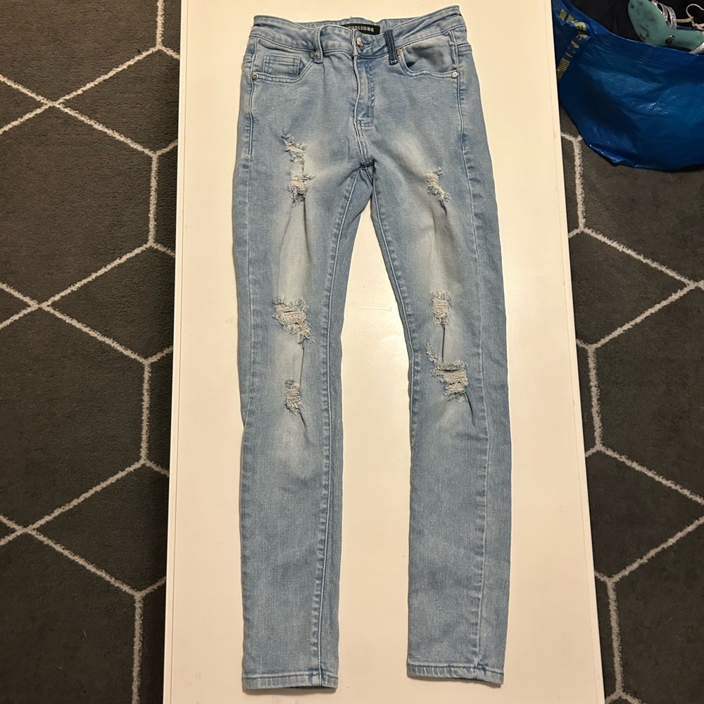 Pheelings Distressed Light Blue Skinny Jeans for Men